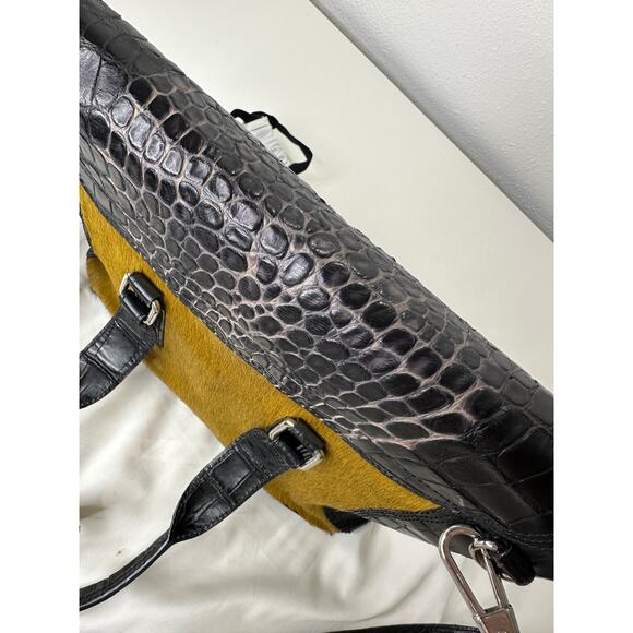 Philip Lim Pashli Crocodile Embossed Leather and Calf Hair Satchel Bag - Picture 9 of 16